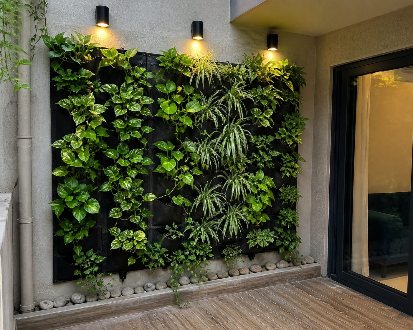 Vertical garden on terrace wall